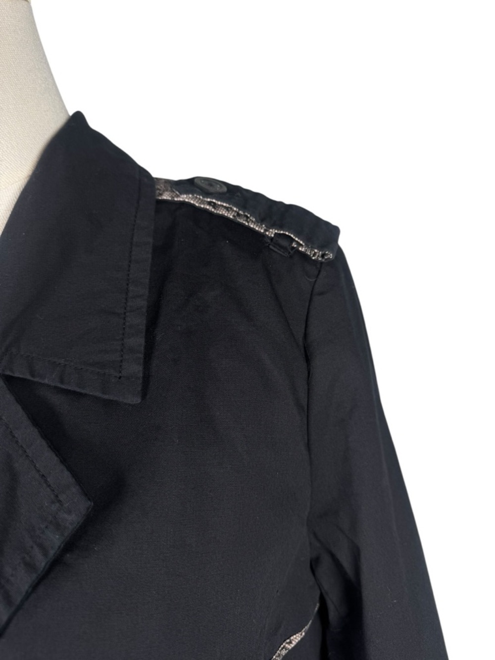 Jason Wu for Target Trench Coat Black Double Breasted Cotton Size L - Picture 6 of 13